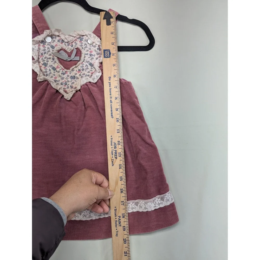 Vintage Petes Jeans by Good Lad Girls SZ‎ 5 Corduroy Jumper Dress Heart Lace USA